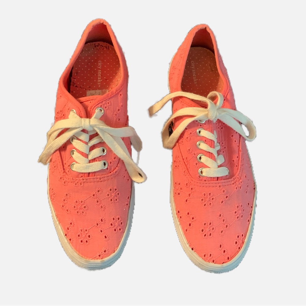 Women’s canvas sneakers by “City Sneaks”. Size 8.  Pink.